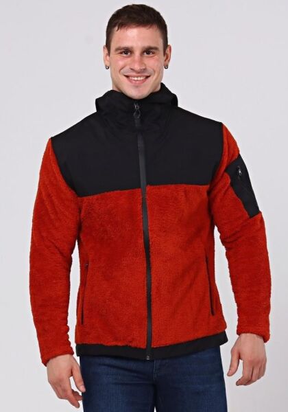 North Trace Gecko Kapüşonlu Erkek Welsoft Polar Kiremit - 2XL