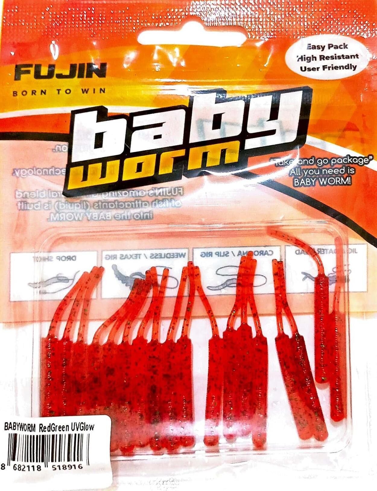 Fujin Baby Worm 5.2 Cm Floating LRF Silikon Yem Red Green Uv Glow