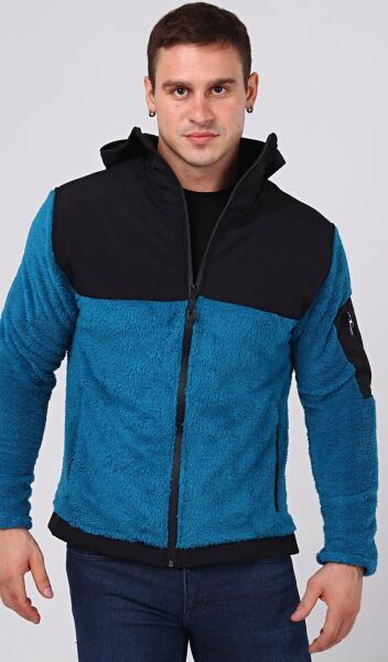 North Trace Gecko Kapüşonlu Erkek Welsoft Polar Petrol Mavisi - 2XL