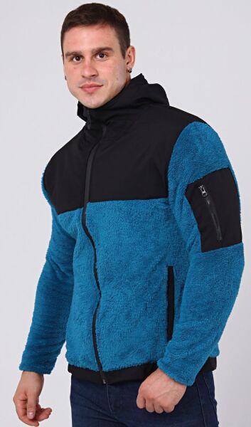 North Trace Gecko Kapüşonlu Erkek Welsoft Polar Petrol Mavisi - 2XL