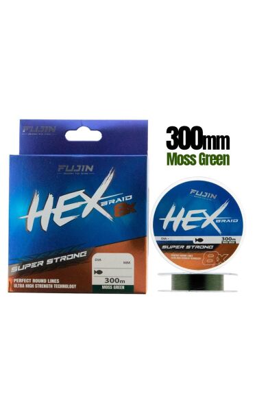 Fujin Hex Braid x8 Moss Green PE İp Olta Misinası 300 mt Moss Green - 0,16 mm