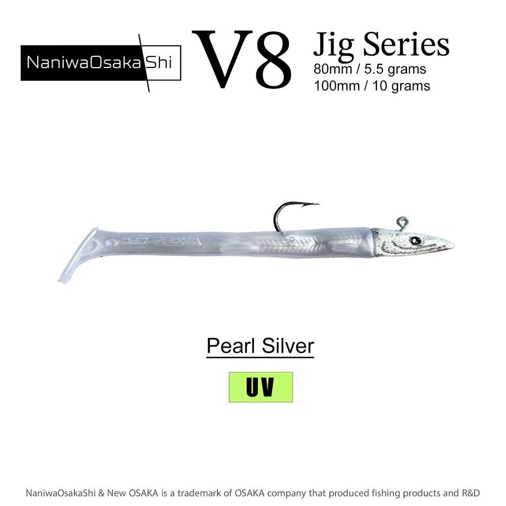 Osaka V8 Jig Series 80 mm 5.5 gr Raglou Silikon Yem PEARL SİLVER