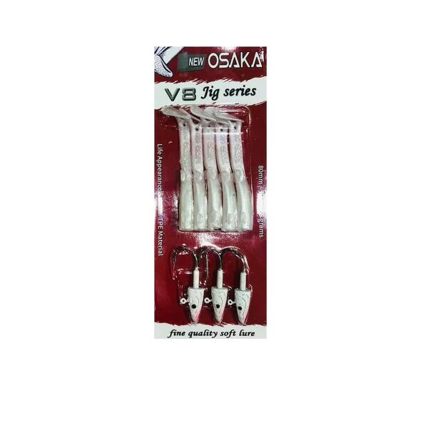 Osaka V8 Jig Series 80 mm 5.5 gr Raglou Silikon Yem PEARL SİLVER
