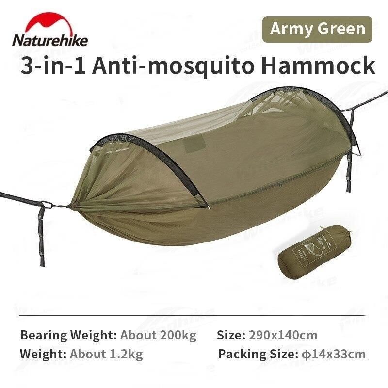 Naturehike DC-C06 Flyingboat-02 3IN1 Cibinlikli Sivrisinek Önleyici Hamak Army Green