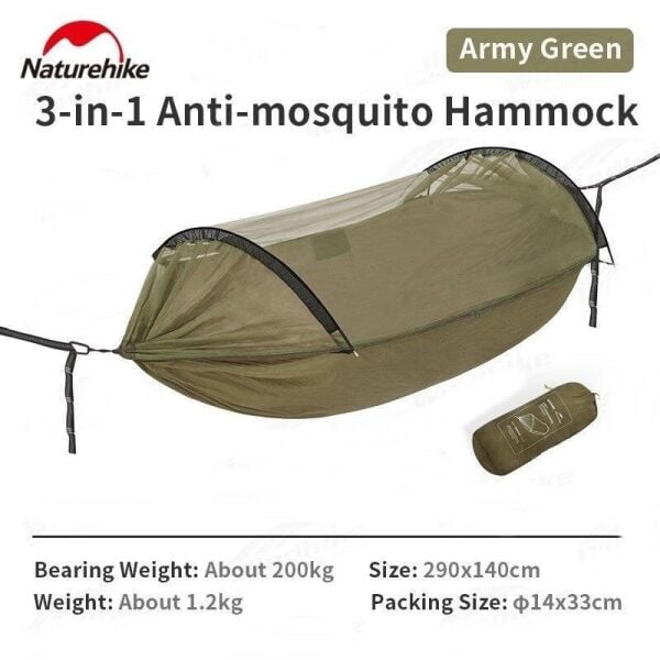 Naturehike DC-C06 Flyingboat-02 3IN1 Cibinlikli Sivrisinek Önleyici Hamak Army Green