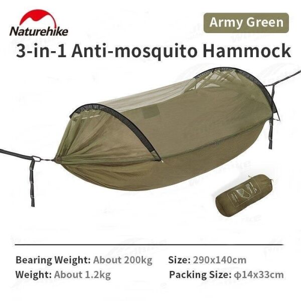 Naturehike DC-C06 Flyingboat-02 3IN1 Cibinlikli Sivrisinek Önleyici Hamak Army Green