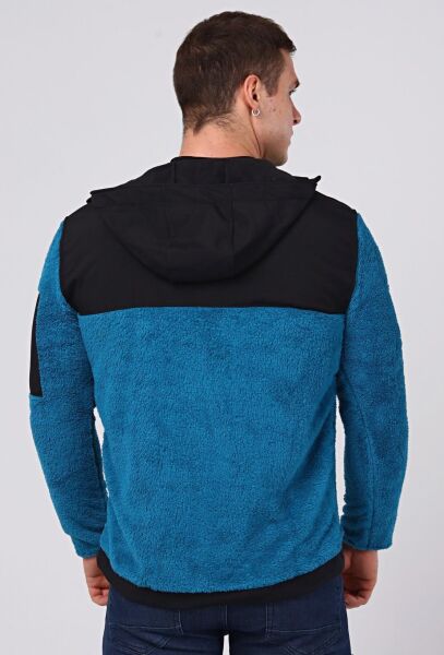 North Trace Gecko Kapüşonlu Erkek Welsoft Polar Petrol Mavisi - XL