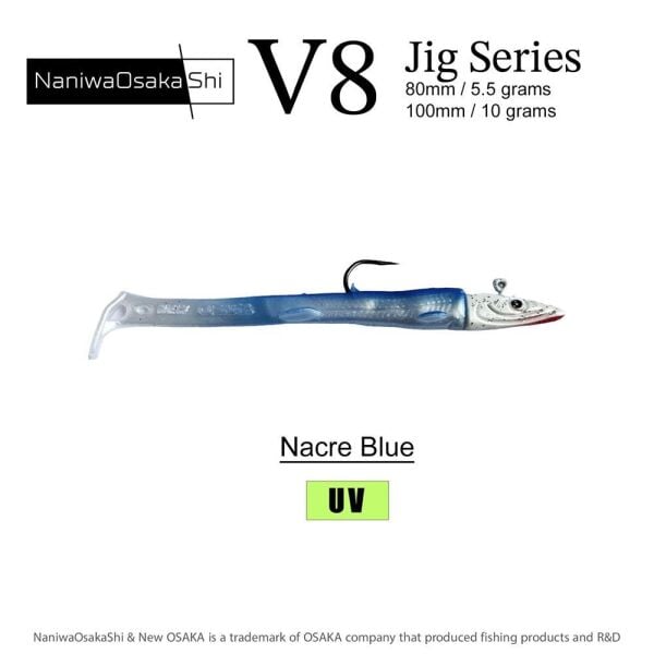 Osaka V8 Jig Series 80 mm 5.5 gr Raglou Silikon Yem Nacre Blue