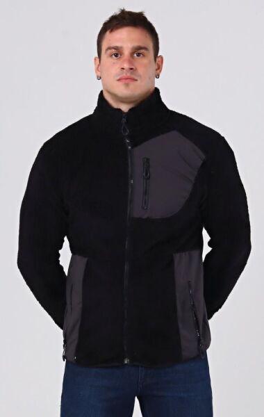 North Trace Gecko Tam Fermuarlı Erkek Welsoft Polar SİYAH - L