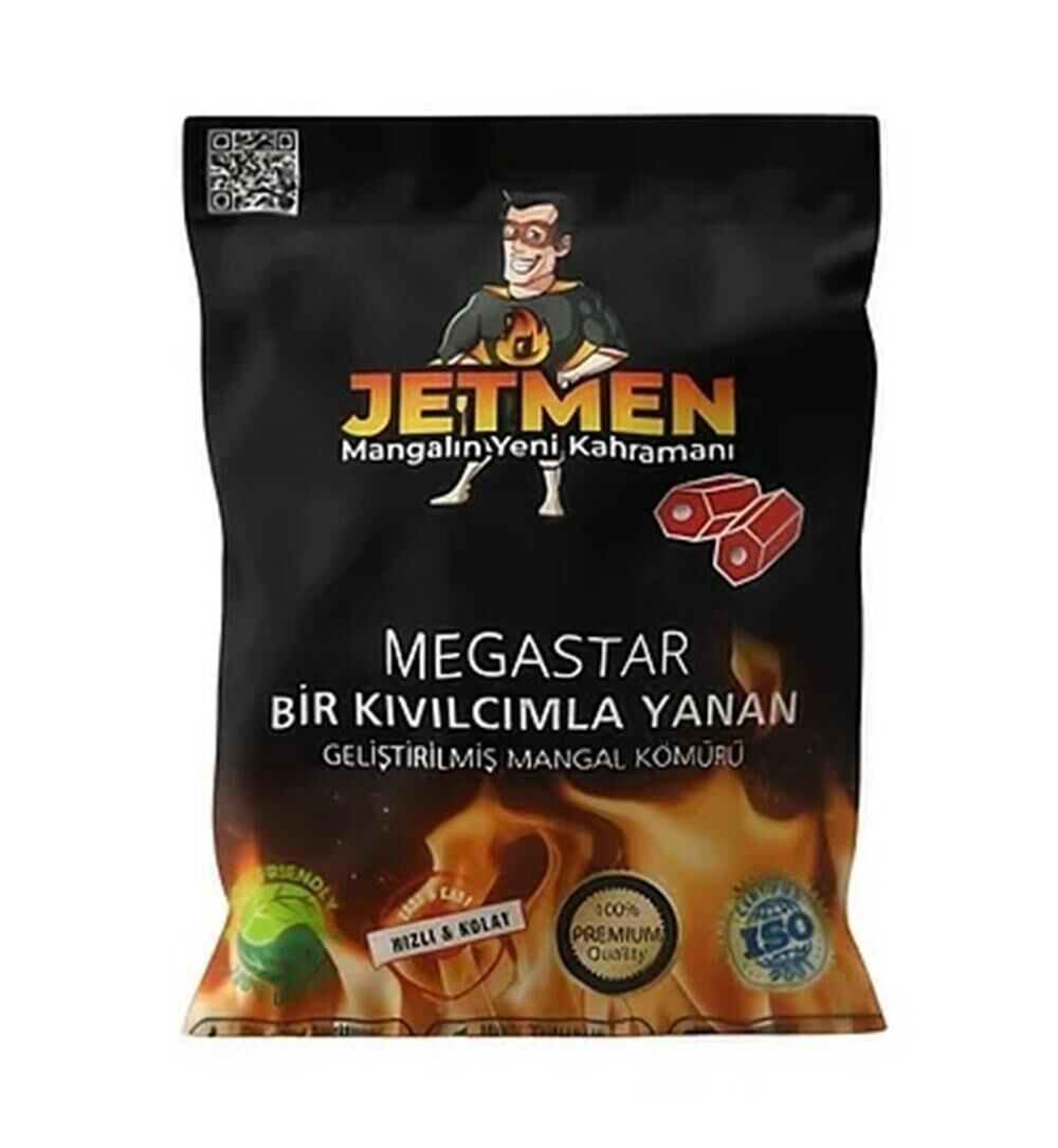 Jetmen MegaStar PRO Geliştirilmiş Mangal Kömürü 12 kg [6 Paket]