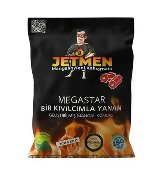 Jetmen MegaStar PRO Geliştirilmiş Mangal Kömürü 2 kg