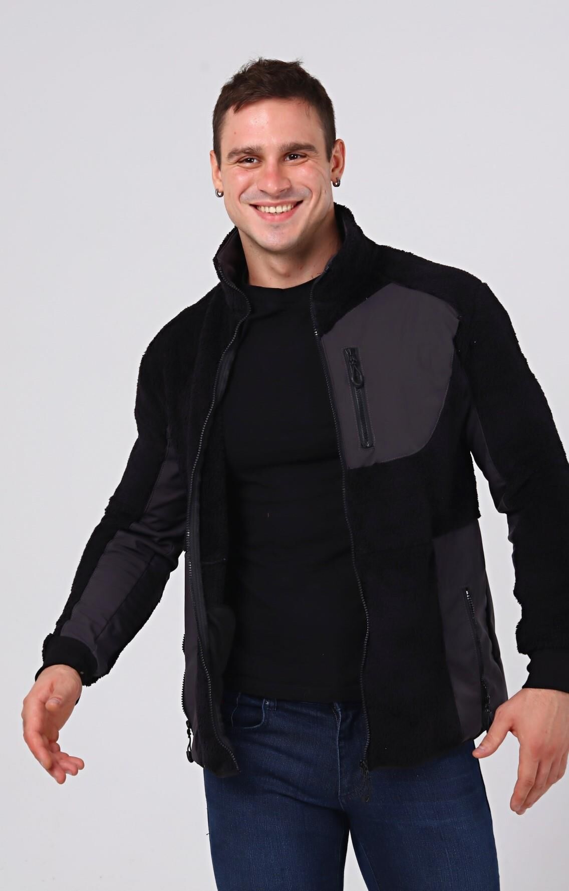 North Trace Gecko Tam Fermuarlı Erkek Welsoft Polar SİYAH - S