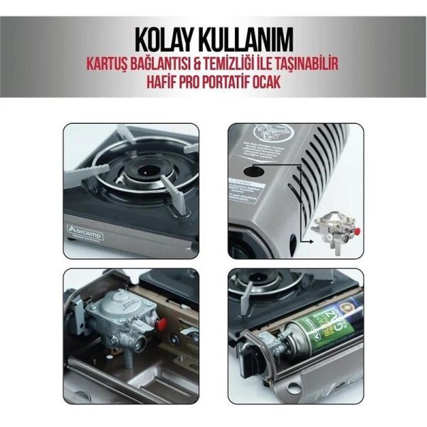 Orcamp Tekli Portatif Kamp Ocak (Gaz Stop Emniyetli) KAHVERENGİ