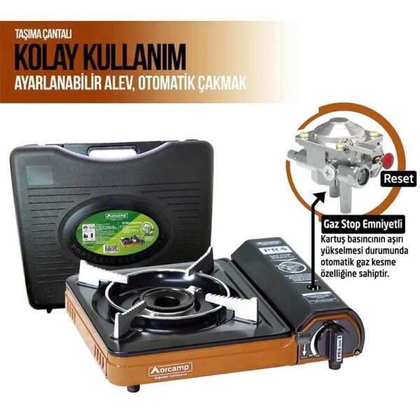 Orcamp Tekli Portatif Kamp Ocak (Gaz Stop Emniyetli) Taba