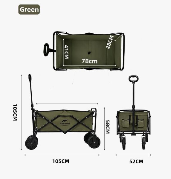 Naturehike Çok Amaçlı Katlanır Taşıma Arabası [Vagon] Army Green