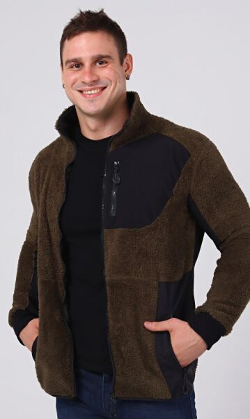 North Trace Gecko Tam Fermuarlı Erkek Welsoft Polar HAKİ - 2XL
