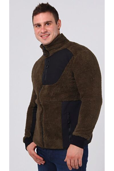 North Trace Gecko Tam Fermuarlı Erkek Welsoft Polar HAKİ - 2XL