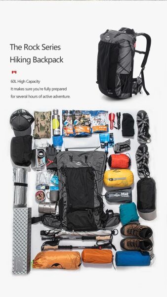 Naturehike Rock 60+5 Lt Trekking Sırt Çantası Dyneema Black