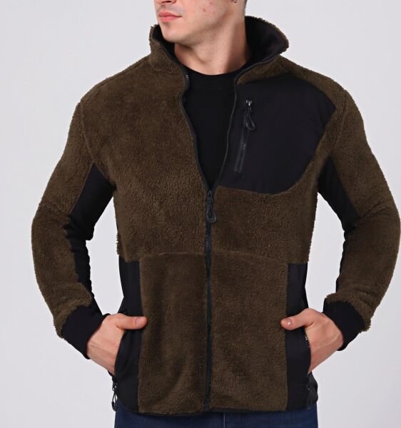 North Trace Gecko Tam Fermuarlı Erkek Welsoft Polar HAKİ - S