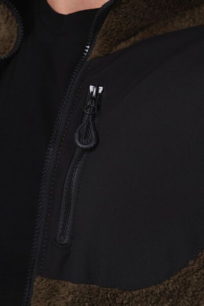 North Trace Gecko Tam Fermuarlı Erkek Welsoft Polar HAKİ - S