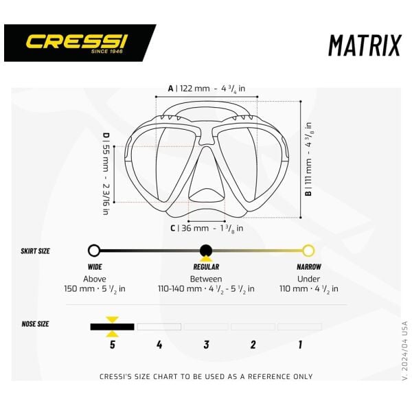 Cressi Matrix Dalış Maskesi BLACK