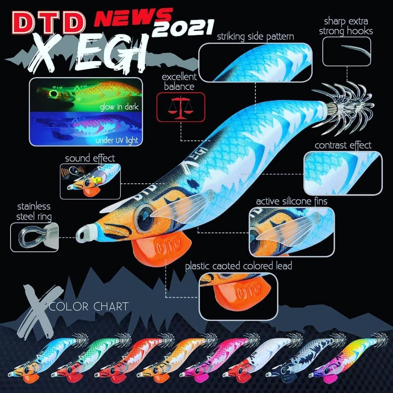 DTD X-Egi 3.0 Basic Sinking Speed 96 mm 16.2 gr Kalamar Zokası RAİNBOW