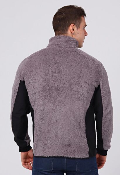 North Trace Gecko Tam Fermuarlı Erkek Welsoft Polar GRİ - XL
