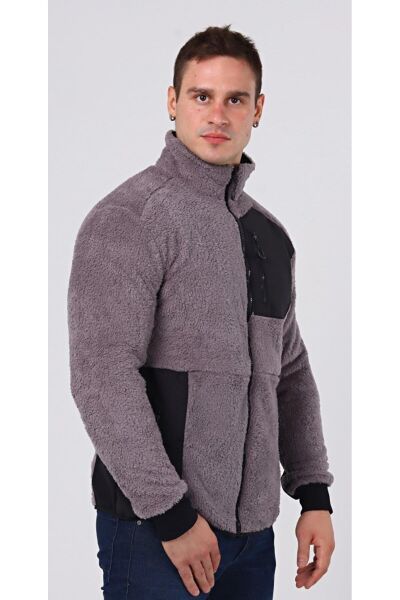 North Trace Gecko Tam Fermuarlı Erkek Welsoft Polar GRİ - XL