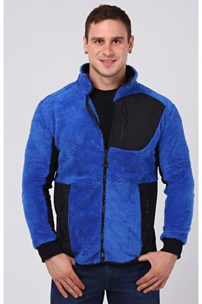 North Trace Gecko Tam Fermuarlı Erkek Welsoft Polar Saks Mavi - L