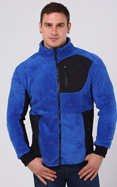 North Trace Gecko Tam Fermuarlı Erkek Welsoft Polar Saks Mavi - L