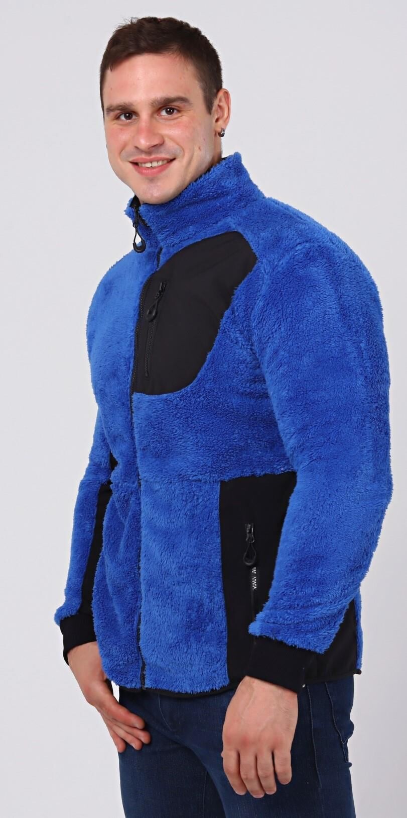 North Trace Gecko Tam Fermuarlı Erkek Welsoft Polar Saks Mavi - XL