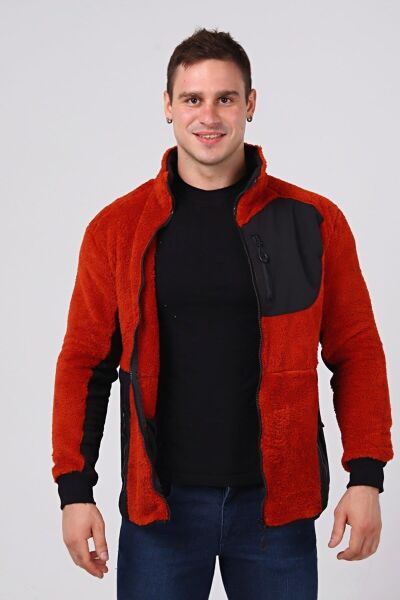 North Trace Gecko Tam Fermuarlı Erkek Welsoft Polar Kiremit - M