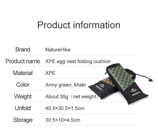 Naturehike XPE Katlanır Oturma Matı [Z Mat] Khaki