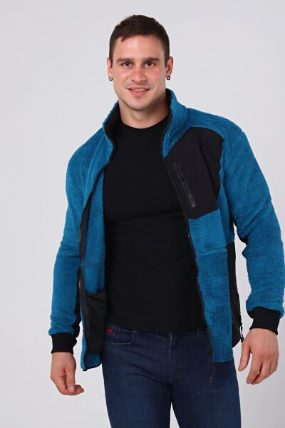 North Trace Gecko Tam Fermuarlı Erkek Welsoft Polar Petrol Mavisi - XL