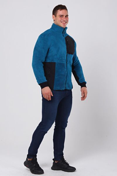 North Trace Gecko Tam Fermuarlı Erkek Welsoft Polar Petrol Mavisi - XL