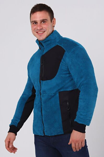 North Trace Gecko Tam Fermuarlı Erkek Welsoft Polar Petrol Mavisi - XL