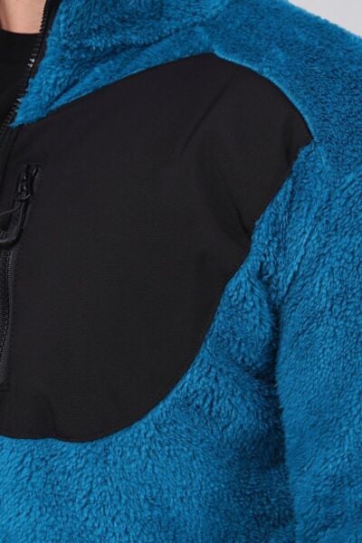 North Trace Gecko Tam Fermuarlı Erkek Welsoft Polar Petrol Mavisi - XL