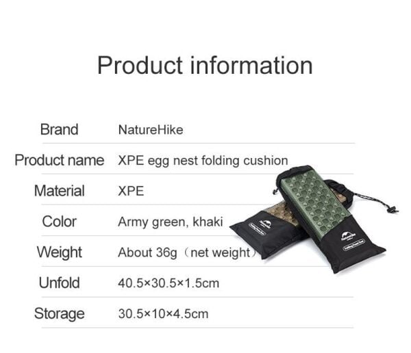 Naturehike XPE Katlanır Oturma Matı [Z Mat] Army Green