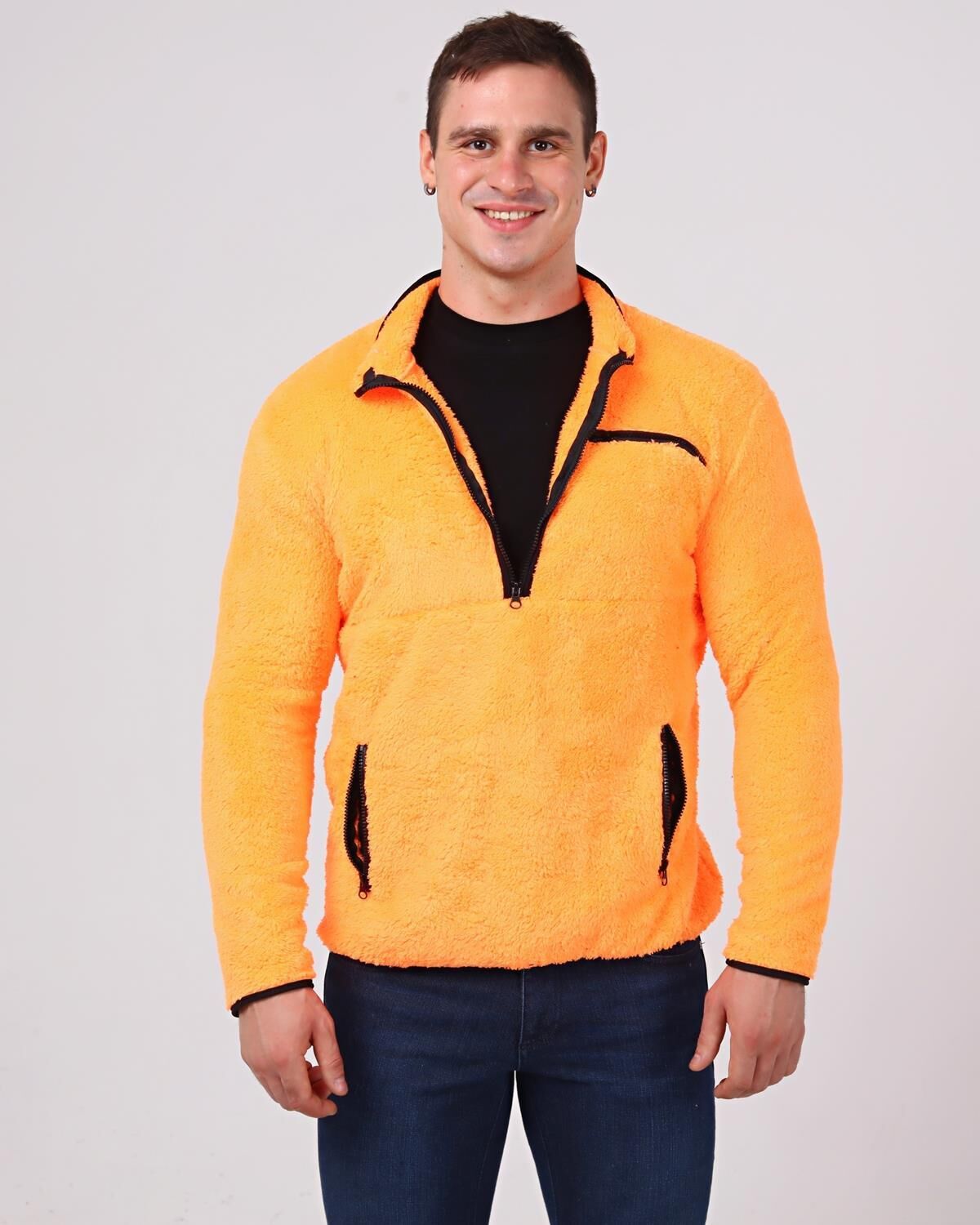 North Trace Gecko Yarım Fermuarlı Erkek Welsoft Polar TURUNCU - 2XL