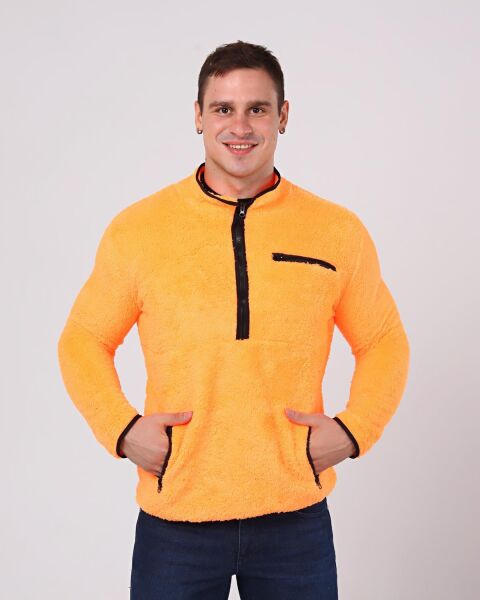 North Trace Gecko Yarım Fermuarlı Erkek Welsoft Polar TURUNCU - XL