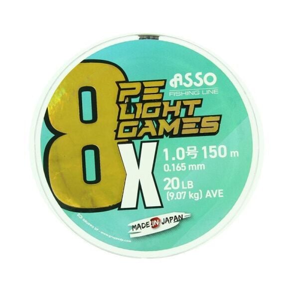 Asso 8X Light Games PE 8 Örgü Spin İp Misina 150mt Moss Green Moss Green - 0,165 mm