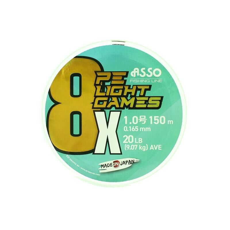 Asso 8X Light Games PE 8 Örgü Spin İp Misina 150mt Fluo Green Fluo Green - 0,128 mm