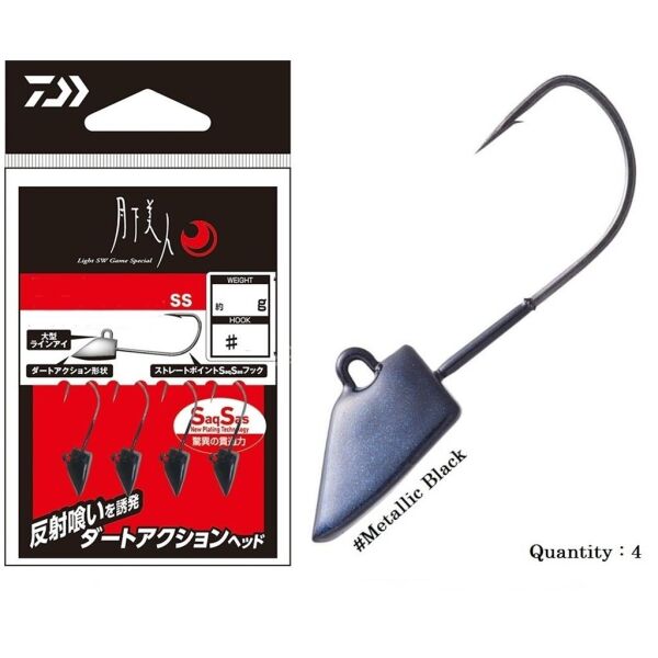 Daiwa Gekkabijin Darting Jig Head SS İğne Metallic Black - NO:8 - 1 GR