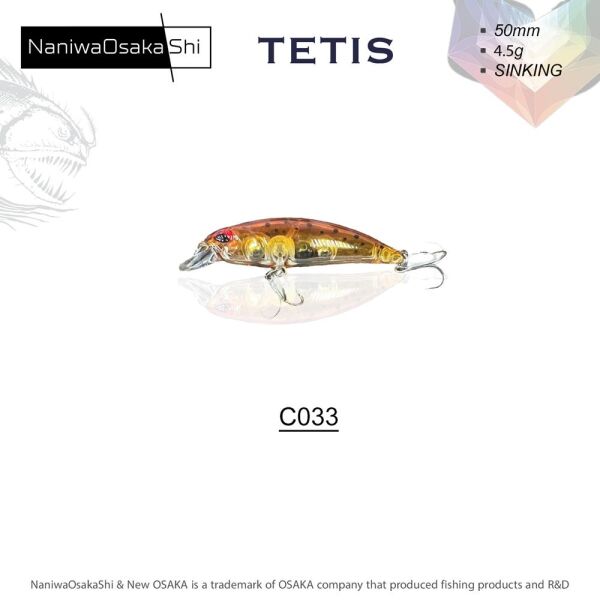 NaniwaOsakaShi Tetis 50mm 4.5gr Sinking Maket Balık C033