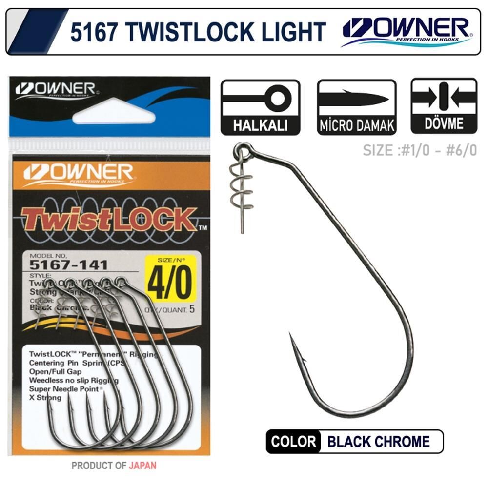Owner 5167 Twistlock Light Black Chrome İğne NO:2/0