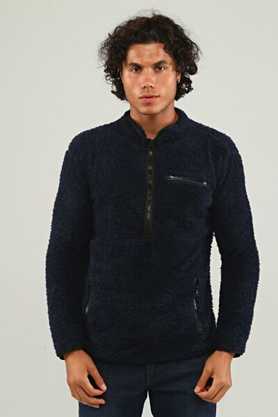 North Trace Gecko Yarım Fermuarlı Erkek Welsoft Polar LACİVERT - 2XL