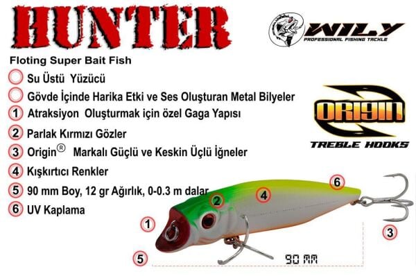 Wily Hunter 9 cm 12 gr (0-0.3M) F Maket Balık
