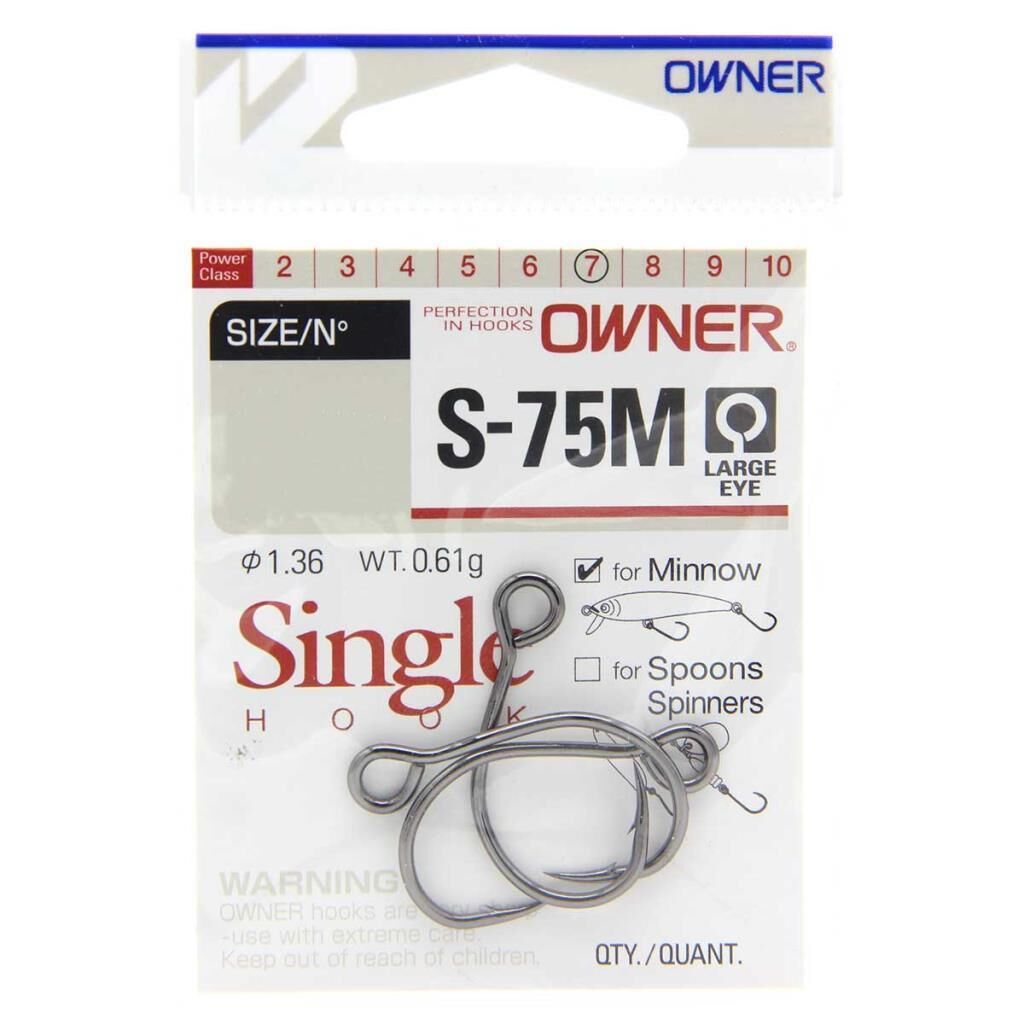 Owner S-75M Single For Minnow Large Eye Black Chrome Olta İğnesi BLACK - NO:1/0