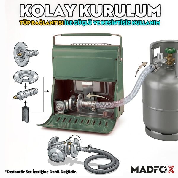 Madfox Blaze Pro Kamp Tipi Portatif Gazlı Soba HAKİ