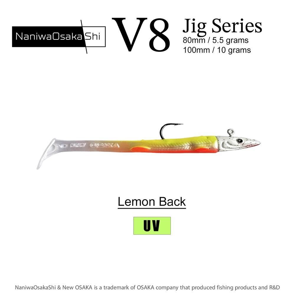 NaniwaOsakaShi V8 Jig Series 100 mm 10 gr Raglou Silikon Yem LEMON BACK